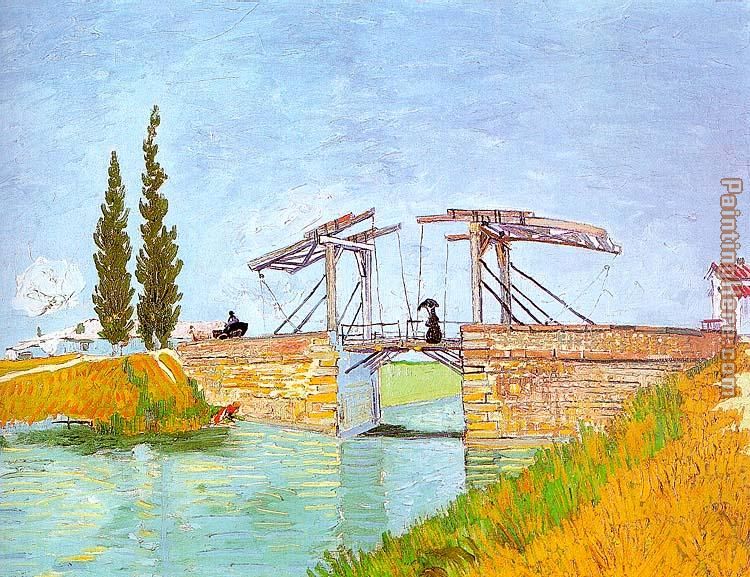 Drawbridge with a Lady with a Parasol painting - Vincent van Gogh Drawbridge with a Lady with a Parasol art painting